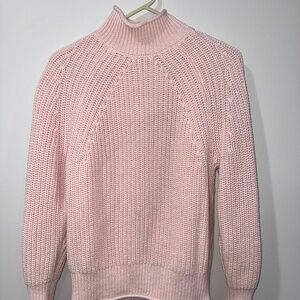 Pink J.Crew ribbed mock neck sweater